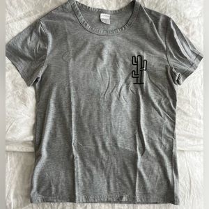 Gray tee with cactus graphic design